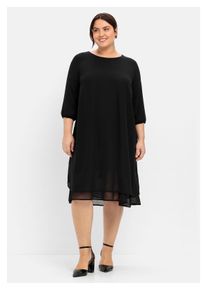 sheego Damen Chiffonkleid "Große Größen", schwarz, feminin, Gr. 48, unifarben, Obermaterial: 100% Polyester;Futter: 95% Viskose, 5% Elasthan,