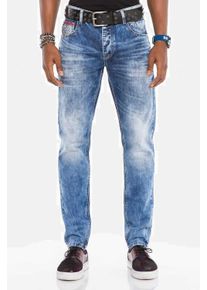 Cipo & Baxx CIPO & BAXX Herren Röhrenjeans "Jeans", blau, Basic, Gr. 36, unifarben, 100% Baumwolle, Jeans, im Used-Look, CD-520