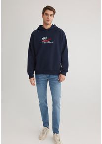 Mavi Herren Kapuzenpullover "XMAS CAR EMBROIDERED HOODIE", blau, casual, Gr. L, bedruckt, Stoff, 65% Baumwolle, 35% Polyester, Pullover,