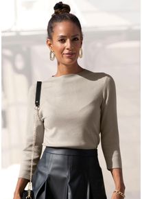 Lascana Damen 3/4 Arm-Pullover, beige, modisch, Gr. 32, meliert, Feinstrick, Obermaterial: 70% Viskose, 30% Polyamid, Pullover, in leichter