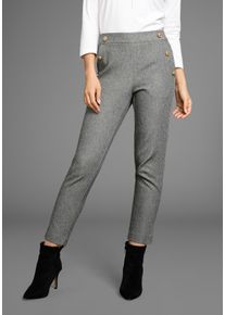 Laura Scott Damen Schlupfhose, grau, feminin, Gr. 38, meliert, Web, Obermaterial: 98% Polyester, 2% Elasthan, Hosen, mit goldfarbenen Zierknöpfen