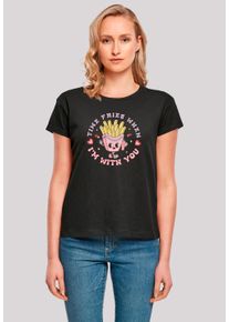 F4NT4STIC Damen T-Shirt "Time Fries when I am with you Valentinstag", schwarz, casual, Gr. S, Obermaterial: 100% Baumwolle, Shirts, Premium Qualität