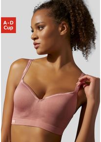 active by Lascana LASCANA ACTIVE Damen Sport-BH, Gr. 90, rosa, Microtouch, Obermaterial: 85% Polyamid, 15% Elasthan, sportlich, BHs, mit Trägern in Satinoptik