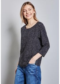 Street One Damen 3/4-Arm-Shirt, lila, casual, Gr. 46, gemustert, Stoff, 95% Viskose, 5% Elasthan, Shirts, mit 3/4 Ärmeln