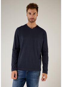 Street One MEN Herren Langarmshirt, blau, casual, Gr. XXL, gestreift, Web, 100% Baumwolle, Shirts, aus reiner Baumwolle