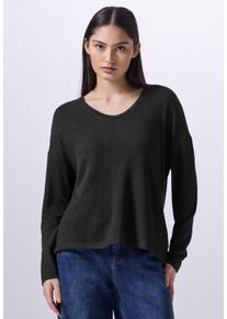 Damen Langarmshirt, schwarz, casual, Gr. 36, STREET ONE STUDIO, unifarben, Stoff, 80% Viskose, 15% Polyester, 5% Elasthan, Shirts, aus softem