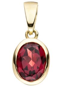 Jobo Damen Ketten-Anhänger "Anhänger oval", Gelbgold 333, gold, Gelbgold 333, Schmuckanhänger, 333 Gold mit Granat