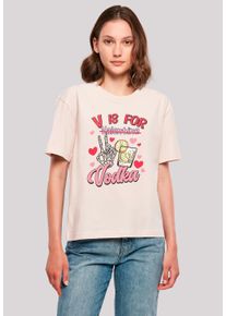 F4NT4STIC Damen T-Shirt "Anti Valentinstag V is for Vodka", pink, casual, Gr. M, Obermaterial: 100% Baumwolle, Shirts, Premium Qualität
