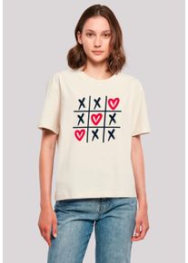 F4NT4STIC Damen T-Shirt "Valentinstag Herz Tic Tac Toe", weiß, casual, Gr. XXL, Obermaterial: 100% Baumwolle, Shirts, Premium Qualität