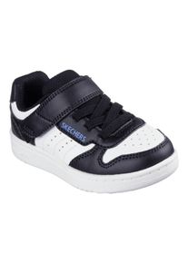 Skechers Kinder Lauflernschuh "QUICK STREET", Gr. 23, schwarz-weiß, Lederimitat, casual, Schuhe, Retro Sneaker mit Klettverschluss, Größenschablone