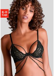 JETTE Damen Bügel-BH, Gr. 75, schwarz, Microtouch, Obermaterial: 70% Polyamid, 18% Polyester, 12% Elasthan, sexy, BHs, mit aufregender Bänder-Optik,