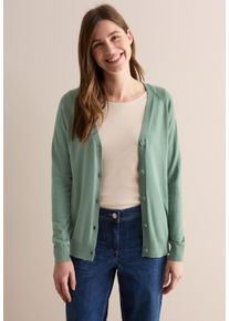 Cecil Damen Cardigan, grün, casual, Gr. XL, unifarben, Web, 60% Baumwolle, 40% Viskose, Strickjacken, mit Knopfleiste