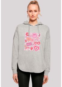 F4NT4STIC Damen Kapuzenpullover "Retro Valentinstag Herz Rainbow Fruits", grau, casual, Gr. XS, Obermaterial: 100% Baumwolle, Pullover, Premium