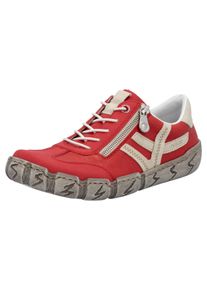 Rieker Damen Slip-On Sneaker, Gr. 36, rot, Leder, Lederimitat, kontrastfarbene Details, sportlich, Schuhe, Halbschuh, Schlupfschuh, Freizeitschuh mit