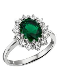 Firetti Damen Fingerring "Schmuck Geschenk Silber 925 Silberring Lady D handgefertigt", 56, Silber 925 (Sterlingsilber), 2,1mm, grün, Silber 925