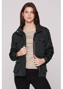 SOCCX Damen Outdoorjacke, schwarz, casual, Gr. XXL, unifarben, Material: 100% Polyamid, Futter: 100% Polyester, Jacken, mit Stehkragen & Kapuze