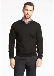 LINDBERGH Herren Strickpullover "LINDBERGH Strickpullover", schwarz, Gr. S, Oberstoff: 100% Schurwolle (Merino), Pullover