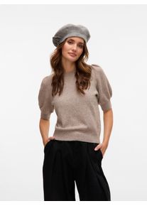 Véro Moda VERO MODA Damen Kurzarmpullover "VMDOFFY 2/4 O-NECK PULLOVER GA NOOS", grau, modisch, Gr. XS, meliert, Strick, Obermaterial: 94% Polyester, 3%