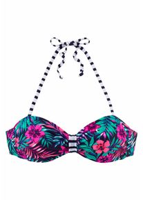 Venice Beach Damen Bandeau-Bikini-Top "Summer", blau, Gr. 32, bedruckt, gemustert, geblümt, gestreift, Xtra Life LYCRA, Bikini-Oberteile, mit