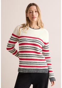 Cecil Damen Strickpullover, beige, casual, Gr. S, gestreift, Web, 62% Baumwolle, 28% Polyacryl, 10% Nylon, Pullover, im soften Baumwoll-Mix