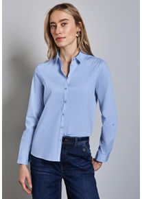 Street One Damen Langarmbluse, blau, casual, Gr. 40, unifarben, Web, 74% Baumwolle, 24% Polyamid, 2% Elasthan, Blusen, mit Knopfleiste