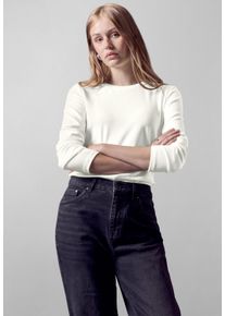 Damen Langarmshirt, weiß, casual, Gr. 44, STREET ONE STUDIO, unifarben, Web, Stoff, 48% Baumwolle, 47% Modal, 5% Elasthan, Shirts, im soften