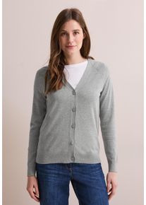 Cecil Damen Cardigan, grau, casual, Gr. XXL, unifarben, Web, 60% Baumwolle, 40% Viskose, Strickjacken, mit Knopfleiste