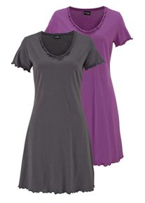 Vivance Dreams Damen Nachthemd, Gr. 32, lila, Single Jersey, Obermaterial: 100% Baumwolle, unifarben, casual, Kleider, mit Kräuselrändern