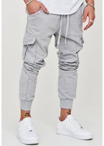 behype Herren Trainingshose "MATAY", grau, casual, Gr. XL, 80% Baumwolle, 20% Polyester, Hosen, mit praktischen Cargotaschen
