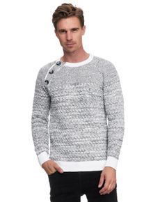 Rusty Neal Herren Strickpullover, grau, casual, Gr. XXXL, unifarben, 75% Polyacryl, 25% Baumwolle, Pullover, mit modischen Knöpfen