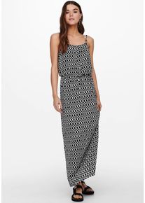 Only Damen Maxikleid "ONLWINNER S/L MAXI DRESS NOOS PTM", schwarz, modisch, Gr. 40, gemustert, Jersey, Obermaterial: 97% Polyester, 3% Elasthan,