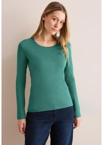 Cecil Damen Langarmshirt, grün, casual, Gr. L, unifarben, Web, 100% Baumwolle, Shirts, aus reiner Baumwolle
