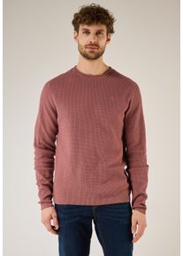 Street One MEN Herren Rundhalspullover, rot, casual, Gr. XXXL, unifarben, Web, 100% Baumwolle, Pullover, mit Struktur