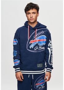 Recovered Herren Kapuzensweatshirt "NFL Bills Go Bills", blau, casual, Gr. L, bedruckt, 100% Baumwolle, Sweatshirts, für Buffalo Bills-Fans