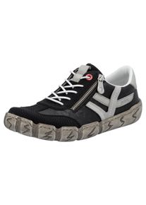 Rieker Damen Slip-On Sneaker, Gr. 41, schwarz, Leder, Lederimitat, kontrastfarbene Details, sportlich, Schuhe, Halbschuh, Schlupfschuh, Freizeitschuh