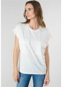 Damen T-Shirt "FREESIA", weiß, Gr. L, Le Temps Des Cerises, 64% Modal, 36% Polyester, Shirts, mit stylischen Brusttaschen