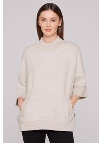 SOCCX Damen Rundhalspullover, braun, casual, Gr. L, Strukturmuster, Material: 53% Viskose, 43% Polyester, 4% Elasthan, Pullover, mit überschnittenen