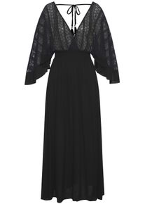 Lascana Damen Maxikleid, schwarz, modisch, Gr. 38, unifarben, Cru00eape, Obermaterial: 100% Viskose. Oberteil: 100% Polyamid. Unterteil: 100%