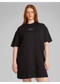 Damen Shirtkleid "PLUS GRADIENT MONOLOGO TEE DRESS", schwarz, casual, Gr. XXXL, Calvin Klein Jeans Plus, unifarben, Jersey, Obermaterial: 95%