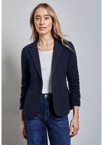 Street One Damen Kurzblazer, blau, casual, Gr. 40, unifarben, Web, Stoff, 50% Baumwolle, 50% Polyester, Blazer, in Unifarbe