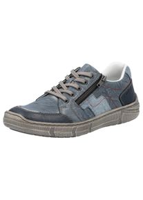 Rieker Herren Sneaker, Gr. 44, blau, Leder, kontrastfarbene Details, Basic, Schuhe, Schnürschuh, Halbschuh, Freizeitschuh mit Reißverschluss