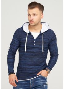 behype Herren Kapuzensweatshirt "JOSHA", blau, casual, Gr. S, meliert, 50% Baumwolle, 50% Polyacryl, Sweatshirts, in melierter Optik
