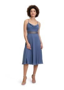 Vera Mont Damen Cocktailkleid "Vera Mont Cocktailkleid mit Wasserfallausschnitt", blau, festlich, Gr. 38, Chiffon, Obermaterial: 100% Polyester