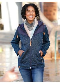 Casual Looks Damen Fleecejacke, blau, Gr. 40, meliert, gemustert, mehrfarbig, 100% Polyester, Webware:100% Polyester, Jacken