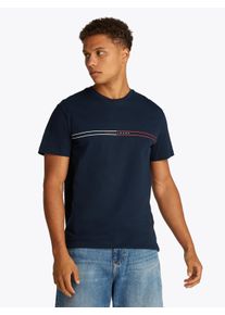 Tommy Jeans Herren Kurzarmshirt "TJM SLIM ENTRY GRAPHIC TEE EXT", blau, casual, Gr. XXL, unifarben, Single Jersey, Obermaterial: 100% Baumwolle,