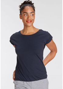 Flashlights Damen T-Shirt, blau, Basic, Gr. 52, unifarben, Obermaterial: 50% Baumwolle, 50% Modal, Shirts, Kurzarm, figurbetonte Passform,