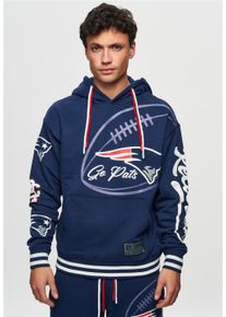 Recovered Herren Kapuzensweatshirt "NFL Patriots Go Pats", blau, casual, Gr. M, bedruckt, 100% Baumwolle, Sweatshirts, für alle New England
