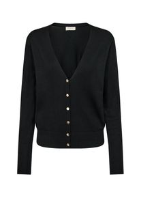 Freequent Damen Cardigan "FQKATIE", schwarz, casual, Gr. L, unifarben, Obermaterial: 82% Viskose, 16% Polyamid, 2% Elasthan, Strickjacken, mit