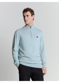 NO EXCESS Herren Rundhalspullover "NO EXCESS Sweatshirt mit halbem Reißverschluss", blau, Gr. M, 71% Viskose (LENZING ECOVERO), 29% Nylon, Pullover