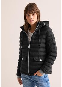 Cecil Damen Steppjacke, schwarz, casual, Gr. M, unifarben, Stoff, Obermaterial: 100% Polyester, Füllung: 100% Polyester, Jacken, mit Kapuze mit